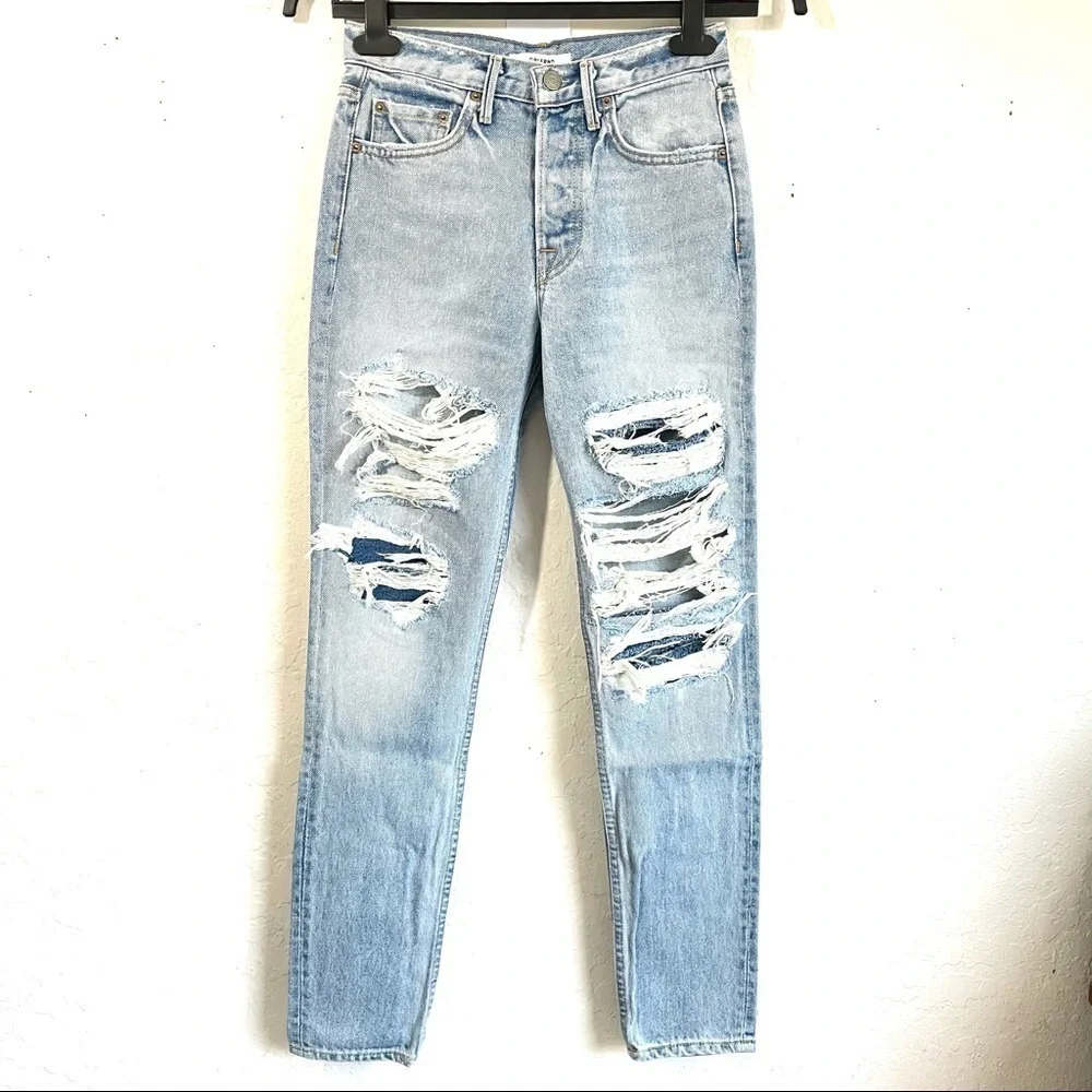 GRLFRND Karolina Distressed High Rise‎ Skinny Ripped Cotton Jean Size 26 New